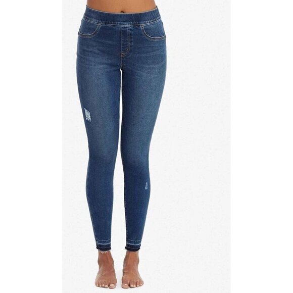 Spanx Distressed Ankle Skinny Jeans Size XS Pull On Med Wash 20203R - Picture 3 of 5